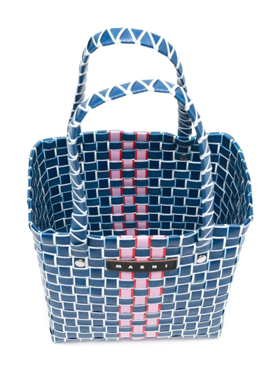 Shop Marni Interwoven Box-basket Bag In 蓝色