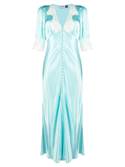 Shop Rixo London Simone Lace-trim Maxi Dress In 蓝色