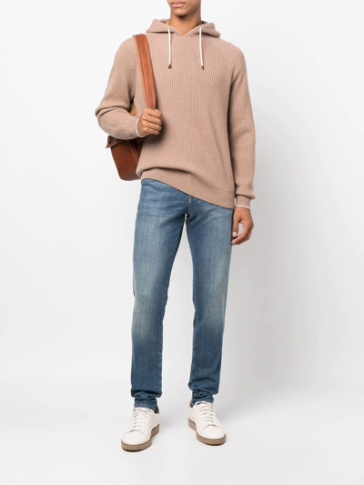Brunello Cucinelli Cashmere Ribbed Hoodie In 中性色