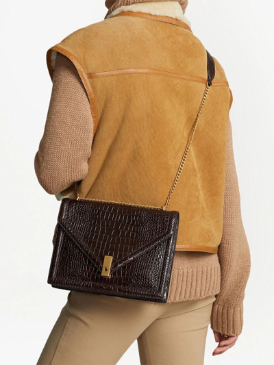 Shop Polo Ralph Lauren Crocodile-effect Leather Bag In 褐色