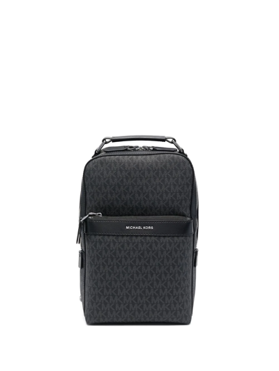 Shop Michael Kors Monogram-print Leather Backpack In 黑色