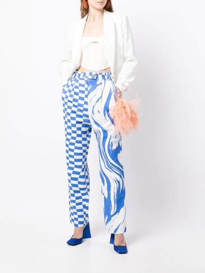 Shop Christopher John Rogers Multi-print High Rise Trousers In 白色