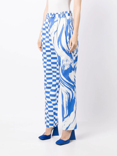 Shop Christopher John Rogers Multi-print High Rise Trousers In 白色