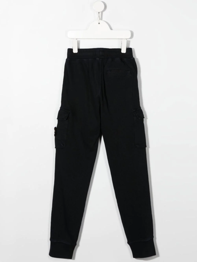 Stone Island Side Logo-patch Detail Trousers In 蓝色