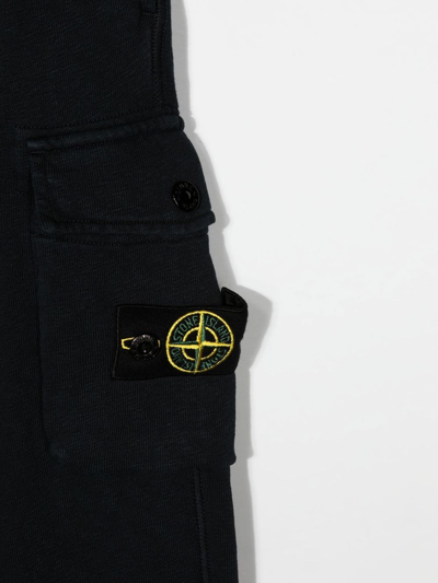 Stone Island Side Logo-patch Detail Trousers In 蓝色