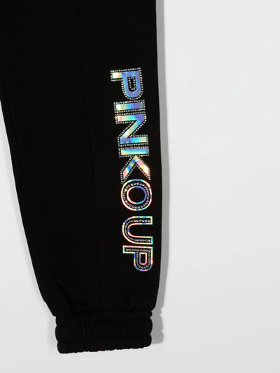 Shop Pinko Cotton Logo-print Track-pants In 黑色
