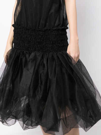 Shop Molly Goddard Tulle Overlay Midi Dress In 黑色