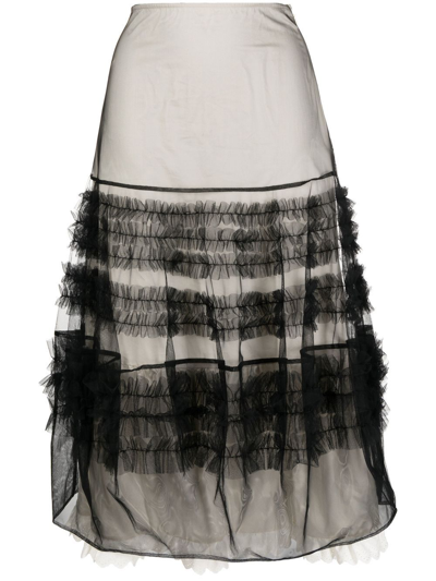 Shop Molly Goddard Tulle Overlay Skirt In 黑色