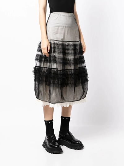 Shop Molly Goddard Tulle Overlay Skirt In 黑色