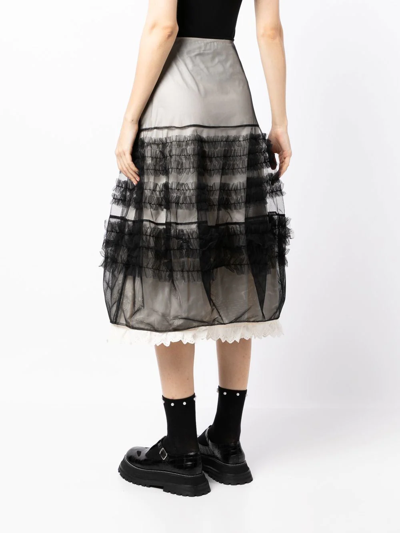 Shop Molly Goddard Tulle Overlay Skirt In 黑色