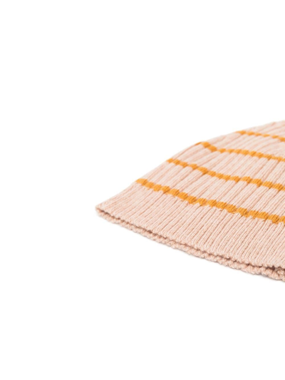 Shop Molo Nao Striped Ribbed-knit Hat In Neutrals