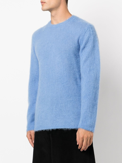 Shop Comme Des Garçons Homme Deux Brushed Wool Jumper In Blue