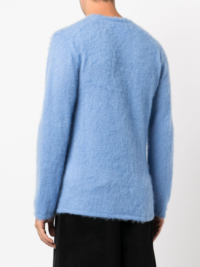 Shop Comme Des Garçons Homme Deux Brushed Wool Jumper In Blue
