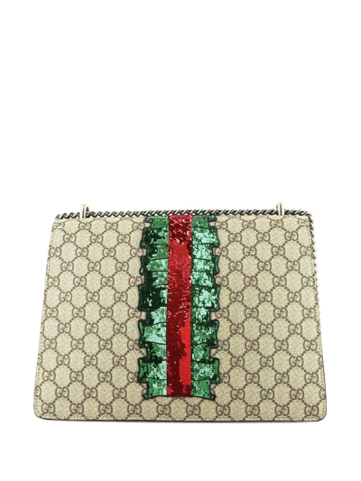 Pre-owned Gucci Dionysus Embellished Clutch In Neutrals