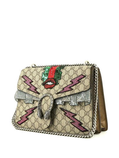 Pre-owned Gucci Dionysus Embellished Clutch In Neutrals