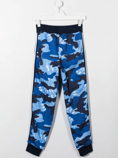 Shop Neil Barrett Teen Camouflage-print Cotton Track Pants In Blue
