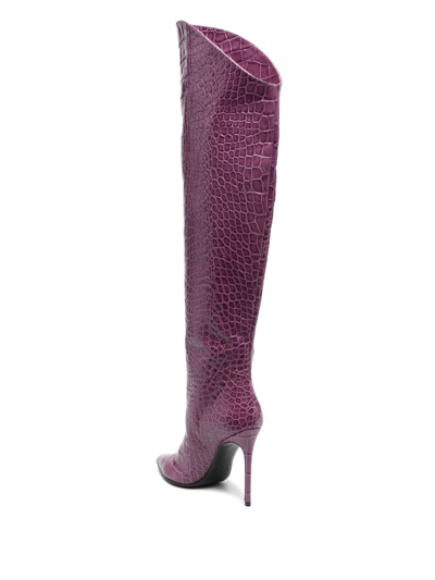 Shop Giuliano Galiano Crocodile-effect 110mm Boots In 紫色