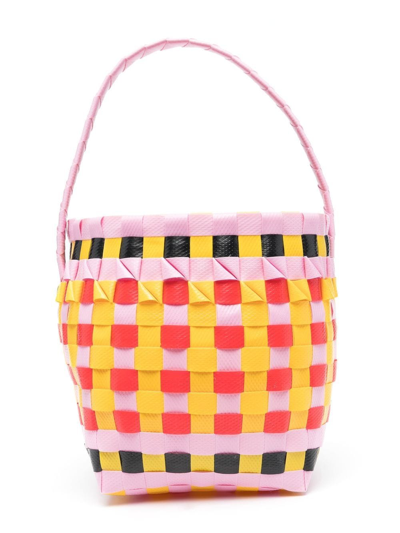 Shop Marni Logo-patch Bucket Bag In 粉色