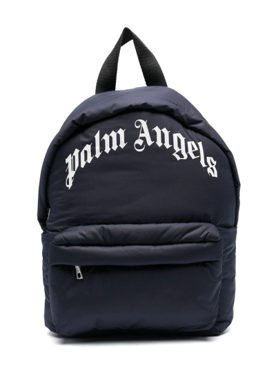 Shop Palm Angels Logo-patch Zip-up Backpack In 蓝色