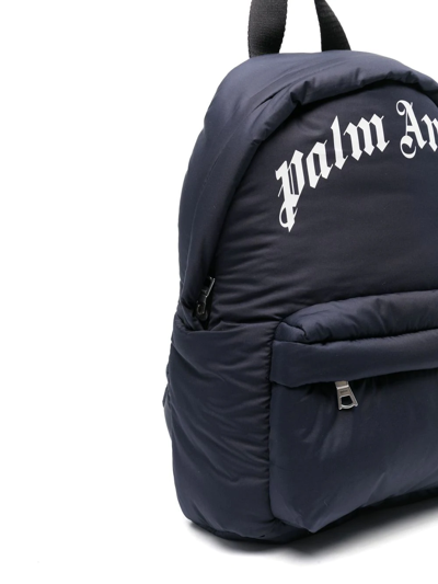 Shop Palm Angels Logo-patch Zip-up Backpack In 蓝色