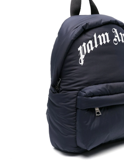 Palm Angels Logo-patch Zip-up Backpack In 蓝色