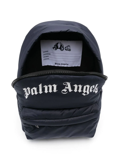 Palm Angels Logo-patch Zip-up Backpack In 蓝色