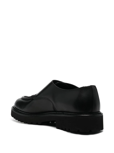 Doucal's Double-buckle Leather Monk Shoes In 黑色