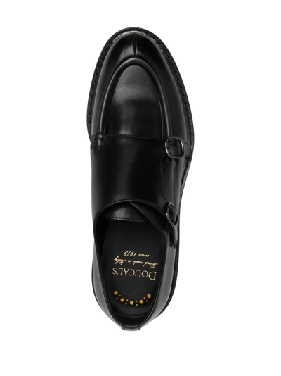 Doucal's Double-buckle Leather Monk Shoes In 黑色