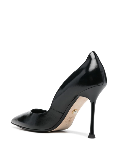 Shop Alevì Pretty Pointed Leather Pumps In 黑色