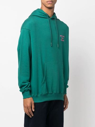 Shop Drôle De Monsieur Embroidered-slogan Hoodie In 绿色