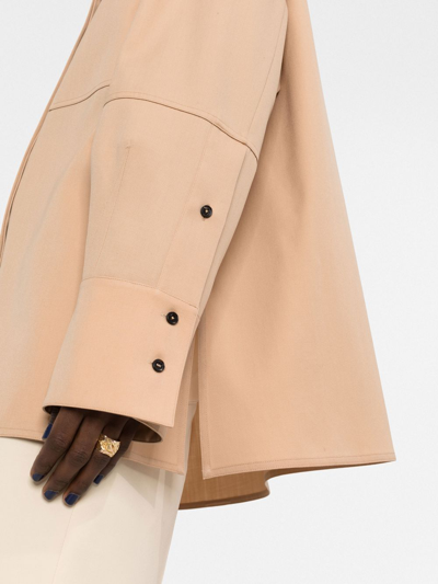 Jil Sander Collarless Button-front Shirt In 褐色