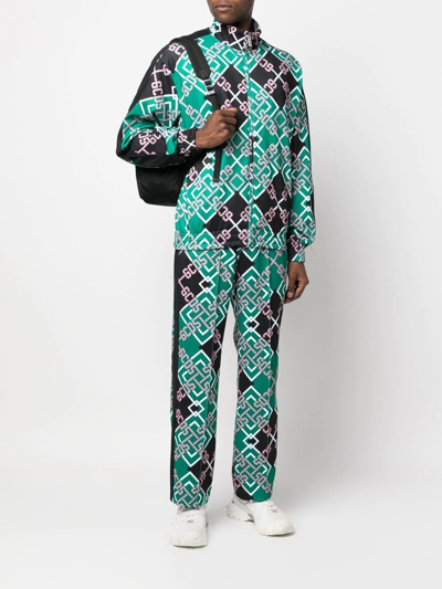 Gcds Monogram-pattern Zip-up Jacket In 绿色