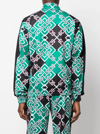 Gcds Monogram-pattern Zip-up Jacket In 绿色