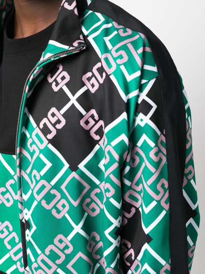 Gcds Monogram-pattern Zip-up Jacket In 绿色