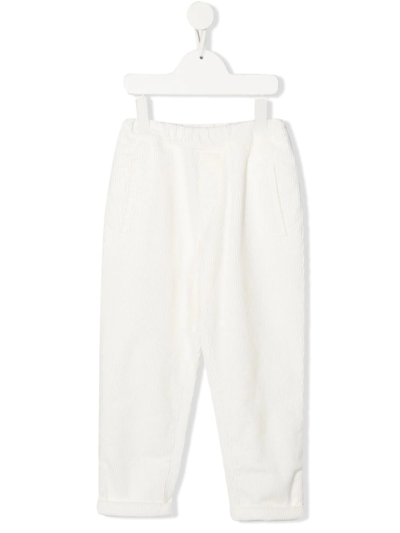 Shop Dondup Tapered Corduroy Trousers In 白色