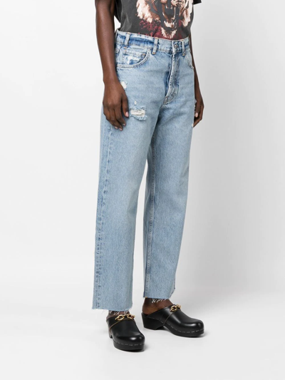 Shop Anine Bing Gavin Mid-rise Straight Jeans In Blue