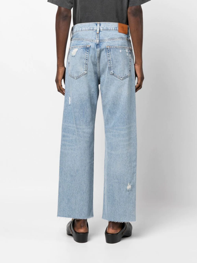 Anine Bing Gavin Blue Reservoir High Waist Distressed Nonstretch Ankle Jeans In Blue