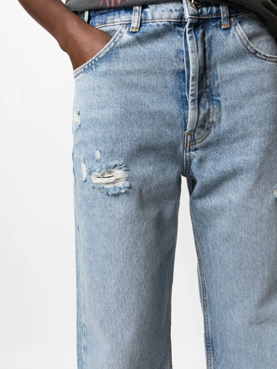 Anine Bing Gavin Blue Reservoir High Waist Distressed Nonstretch Ankle Jeans In Blue