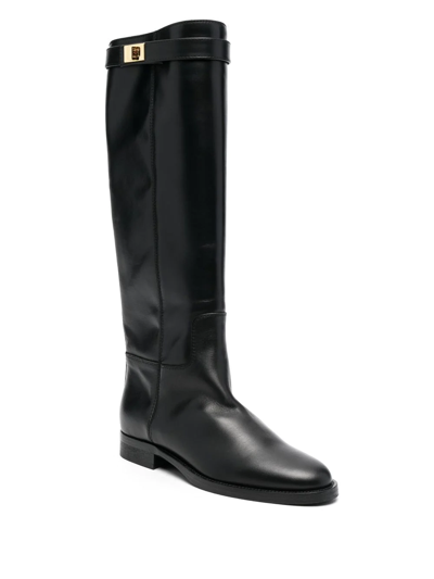 Shop Via Roma 15 Knee-length Leather Boots In 黑色