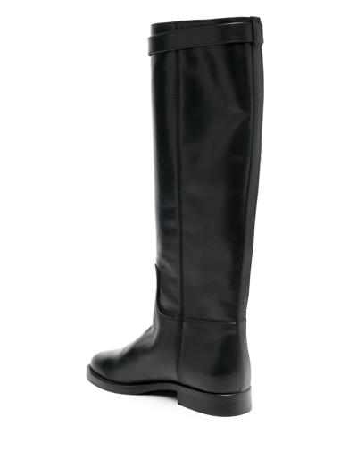 Shop Via Roma 15 Knee-length Leather Boots In 黑色