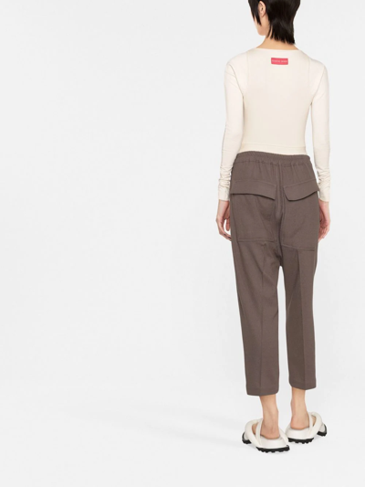 Shop Rick Owens Drop Crotch Cropped Trousers In Grey