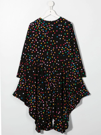 Shop Stella Mccartney Spot-print Draped Dress In 黑色