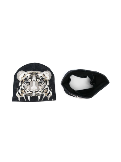 Shop Molo Raccoon-print Hat And Scarf Set In 蓝色