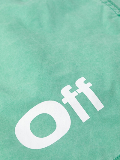 Shop Off-white Logo-print Swim-shorts In 绿色