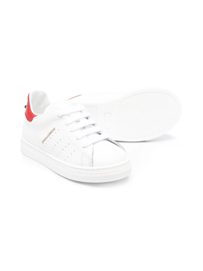 Shop Dsquared2 Low-top Leather Sneakers In 白色