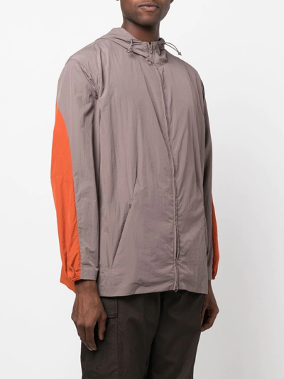 Shop Y-3 Colour-block Hooded Jacket In 灰色