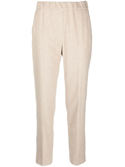 Shop Antonelli Elasticated-waist Cropped Trousers In 中性色