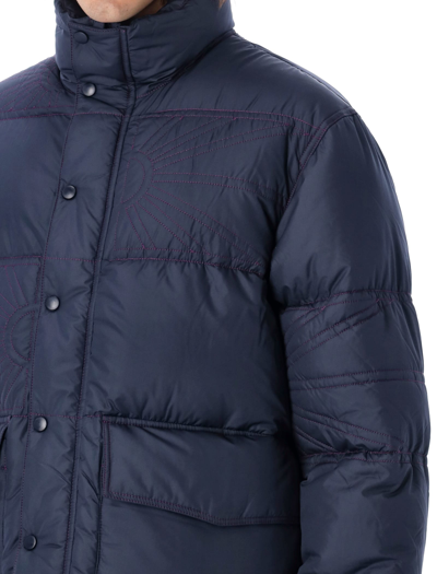 Shop Paccbet Logo Stitching Puffer Jacket In Navy