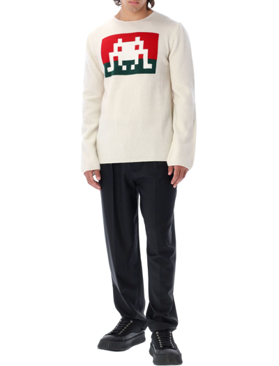 Shop Comme Des Garçons Shirt Space Invader Crewneck Sweater In Off White