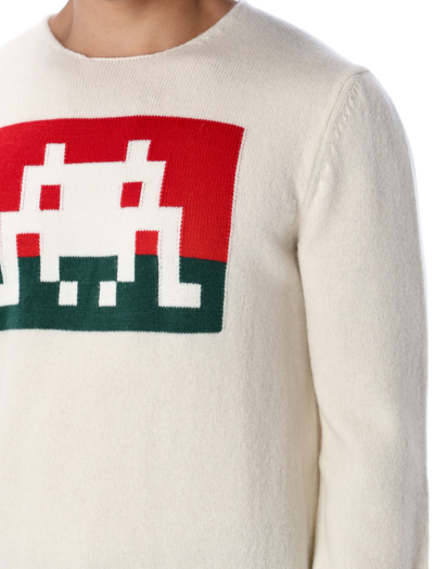 Shop Comme Des Garçons Shirt Space Invader Crewneck Sweater In Off White